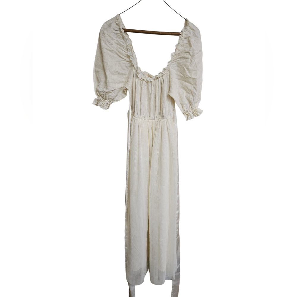 Adobe Lane Swoon Dress Cotton Tulle and Silk Size Small Puff Sleeves - Picture 5 of 12